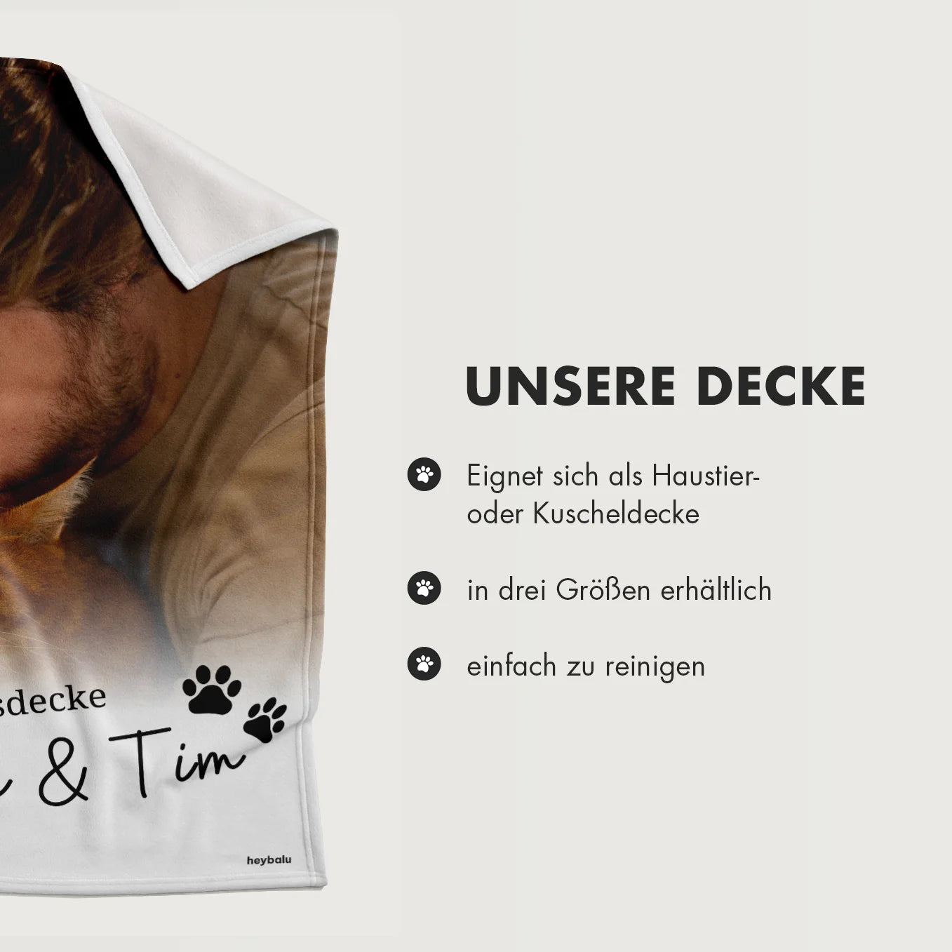 Personalisierte Kuscheldecke Katzen "Dein Foto & Text" heybalu