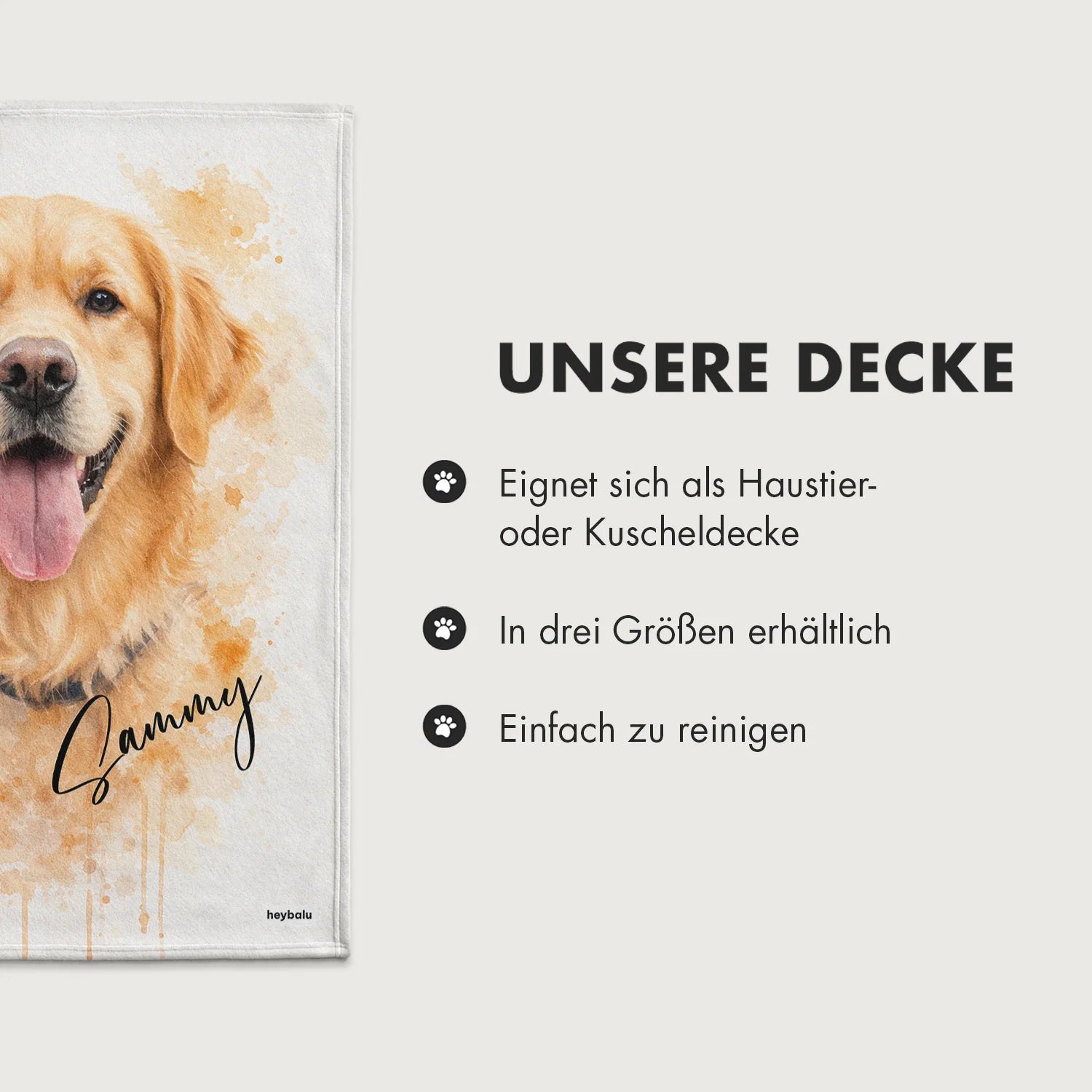 Personalisierte Decke "Wasserfarben Hund"