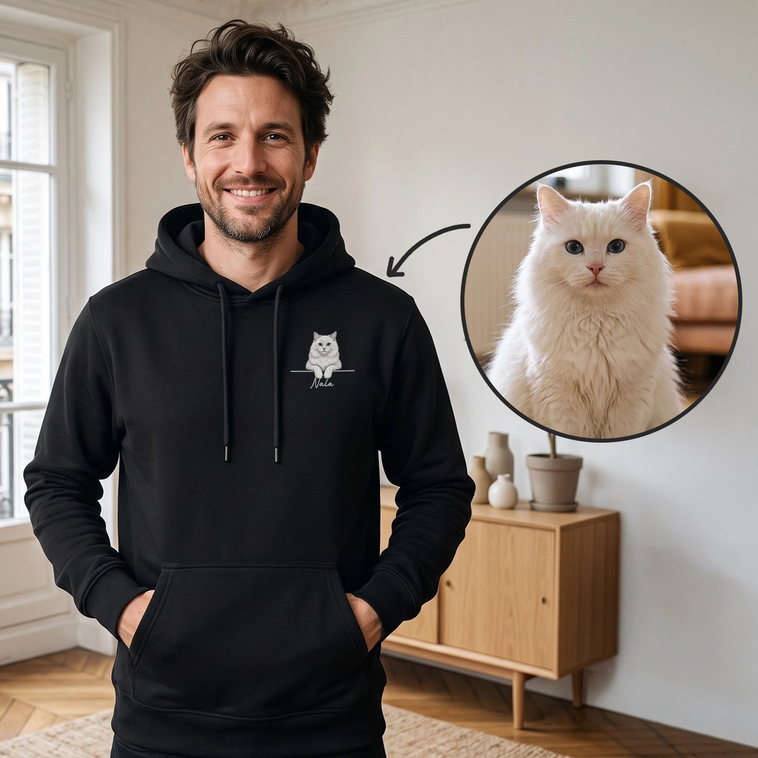 Personalisierter Hoodie "Cartoon Katze"