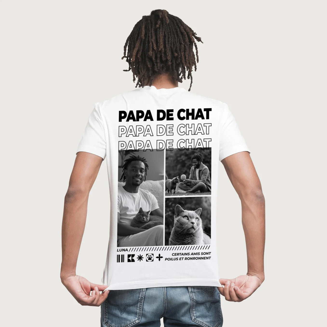 Personalisiertes Oversized T-Shirt "Cat Dad"