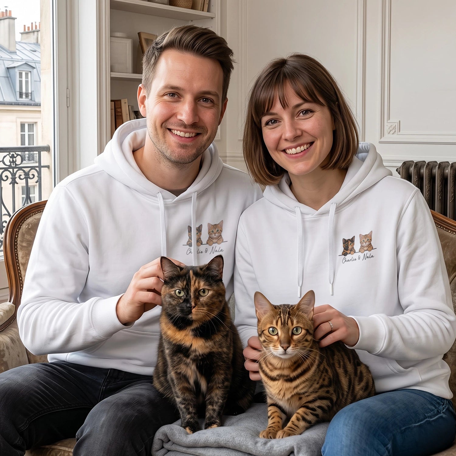 Personalisierter Hoodie "Cartoon Katze"