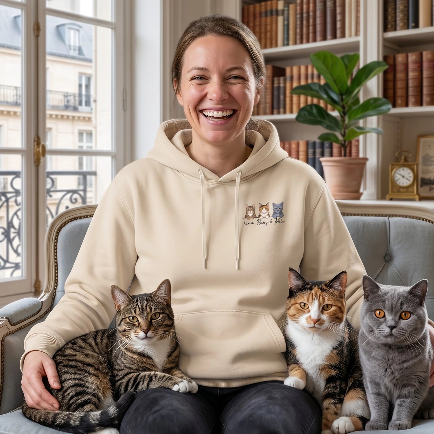 Personalisierter Hoodie "Cartoon Katze"