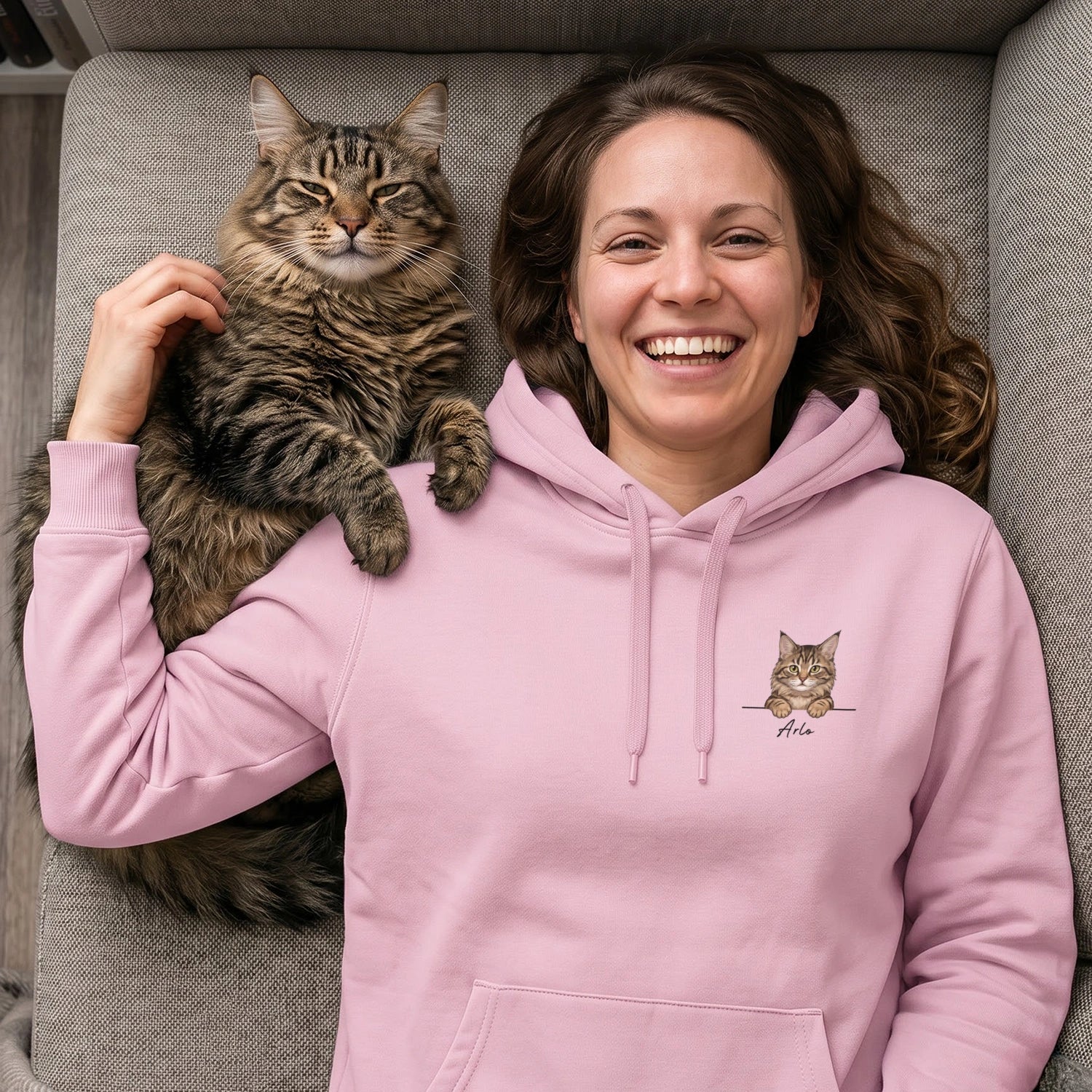 Personalisierter Hoodie "Cartoon Katze"