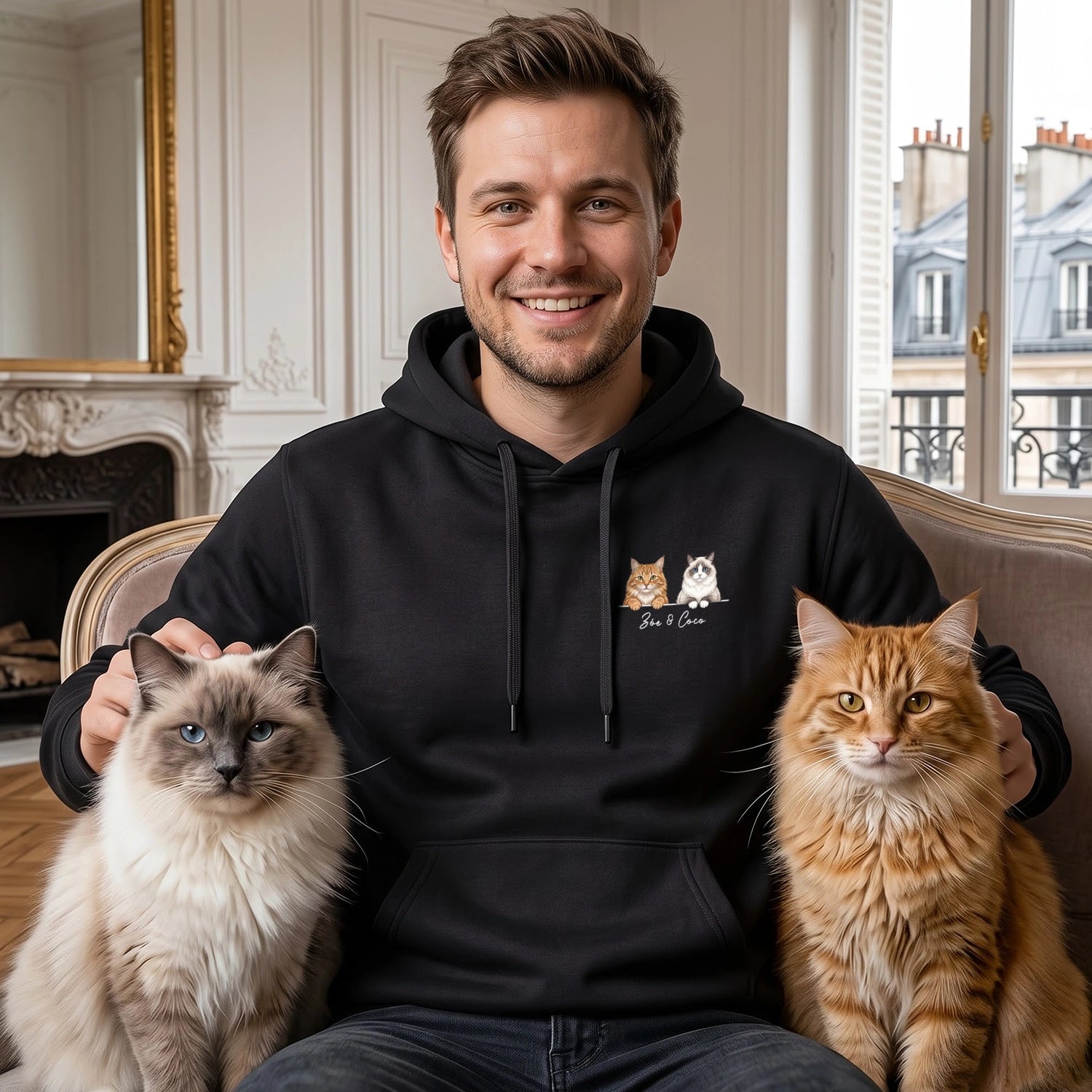 Personalisierter Hoodie "Cartoon Katze"