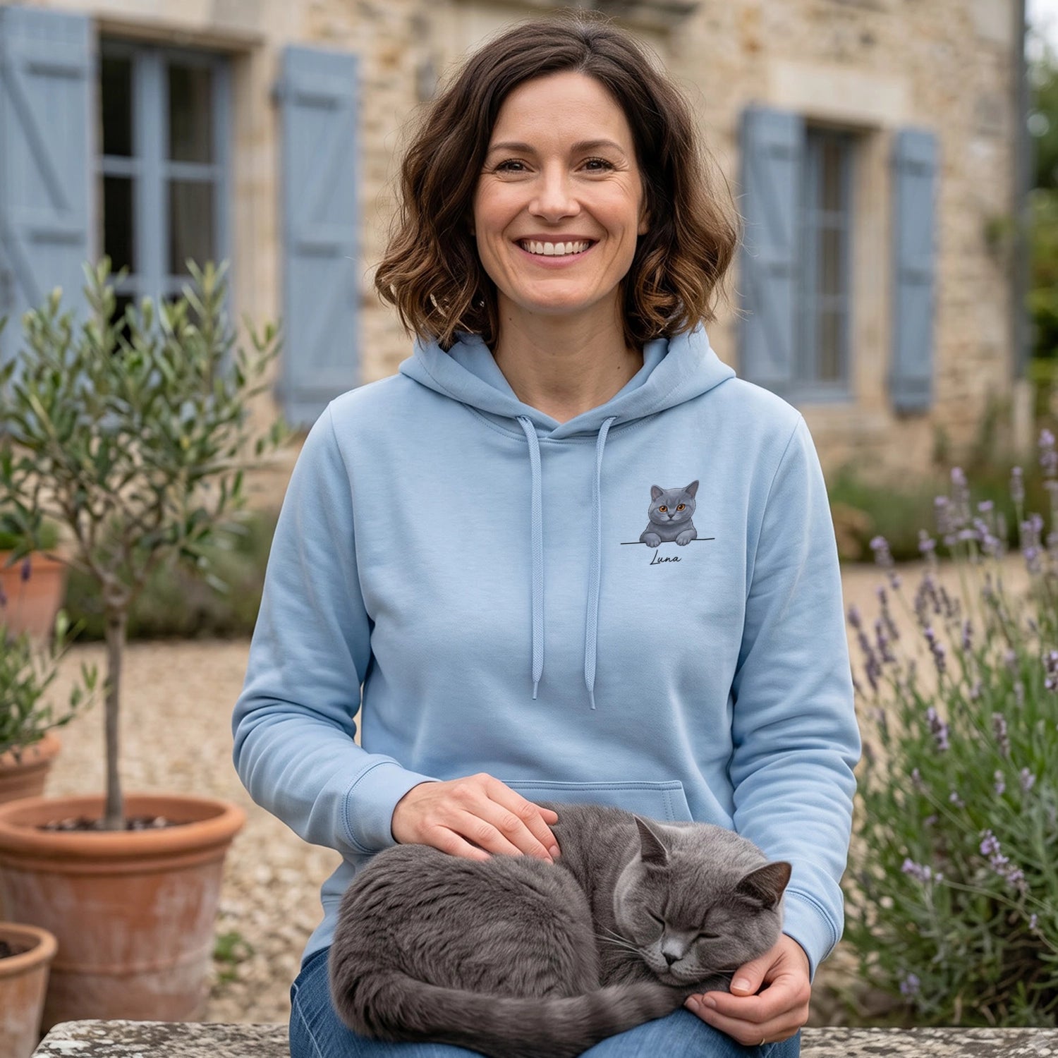 Personalisierter Hoodie "Cartoon Katze"