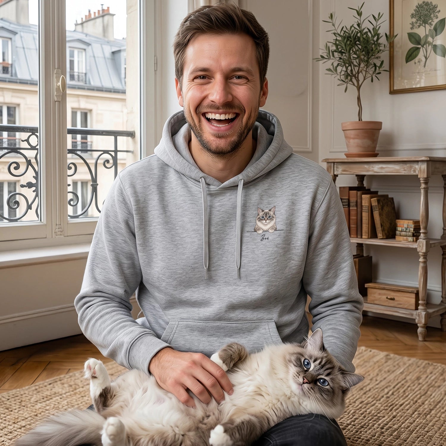 Personalisierter Hoodie "Cartoon Katze"