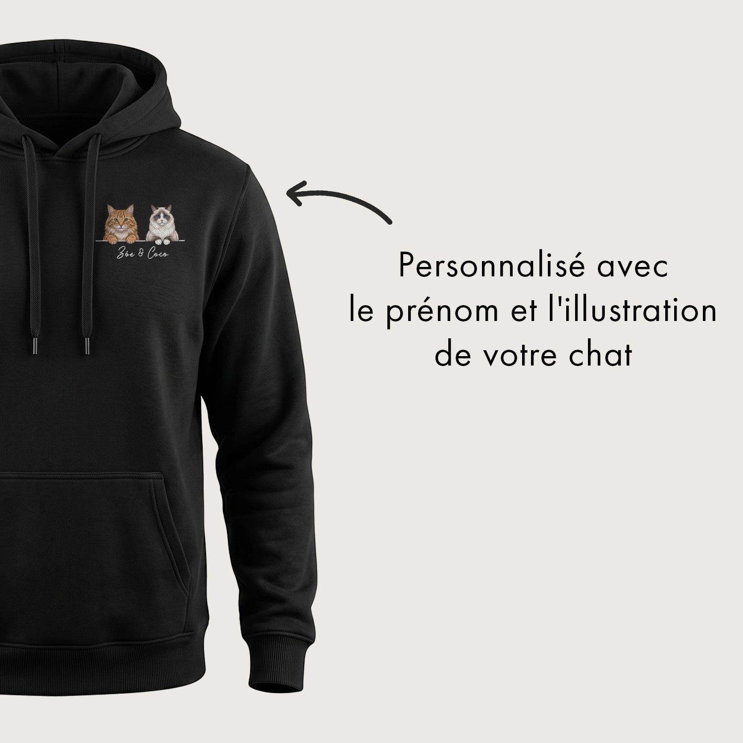 Personalisierter Hoodie "Cartoon Katze"