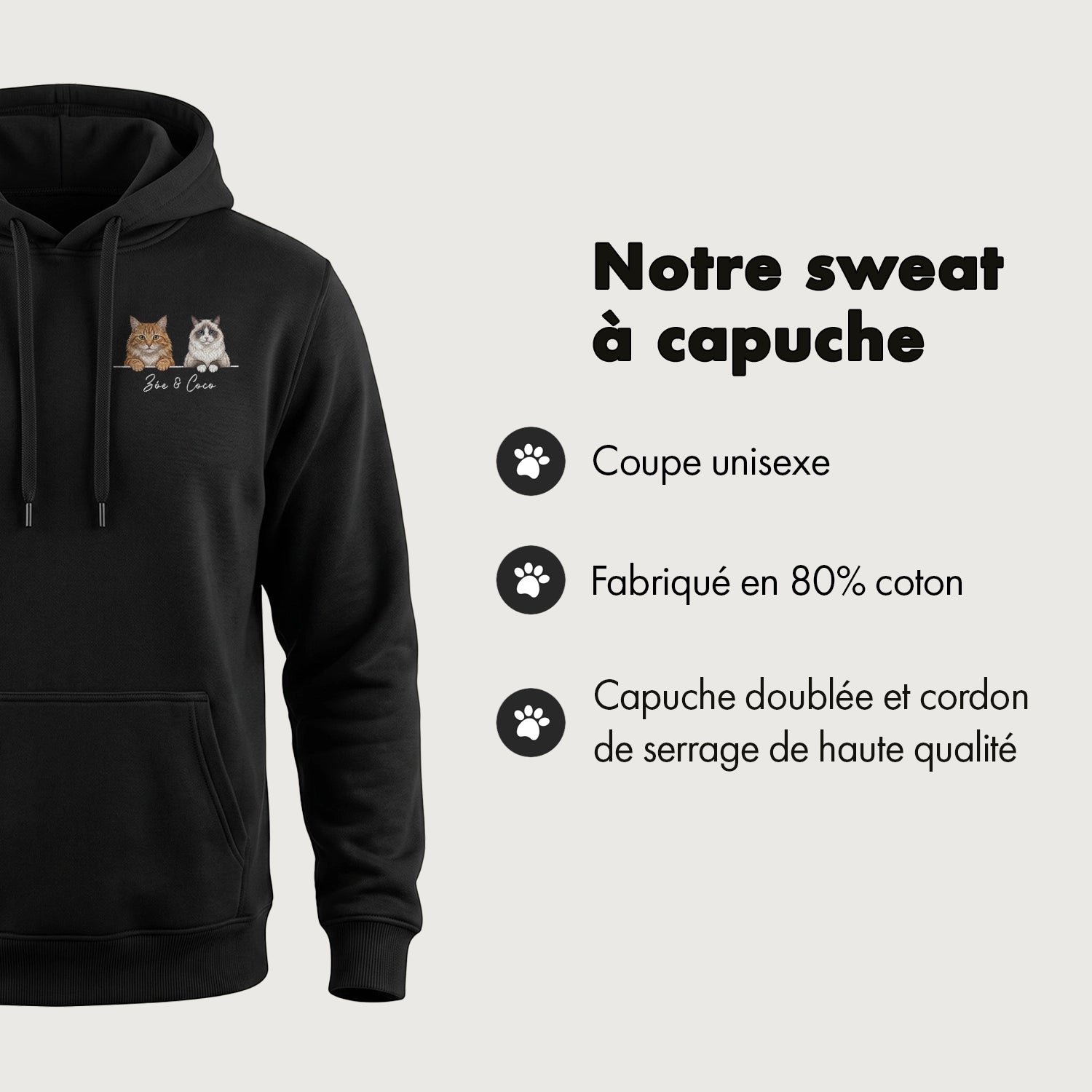 Personalisierter Hoodie "Cartoon Katze"