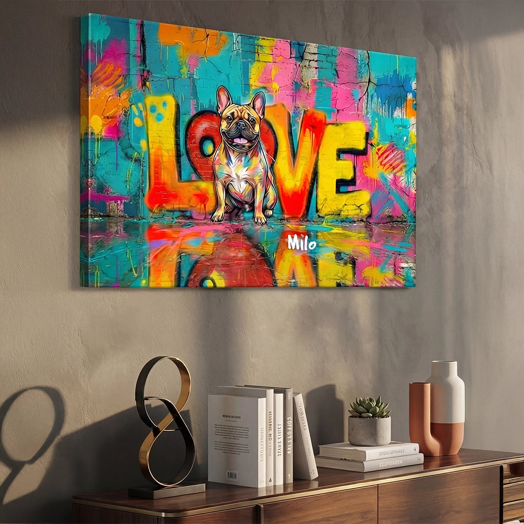 Personalisierte Leinwand "LOVE" Hund