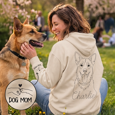 Personalisierter Hoodie "Dog Mama" mit Ärmeldruck
