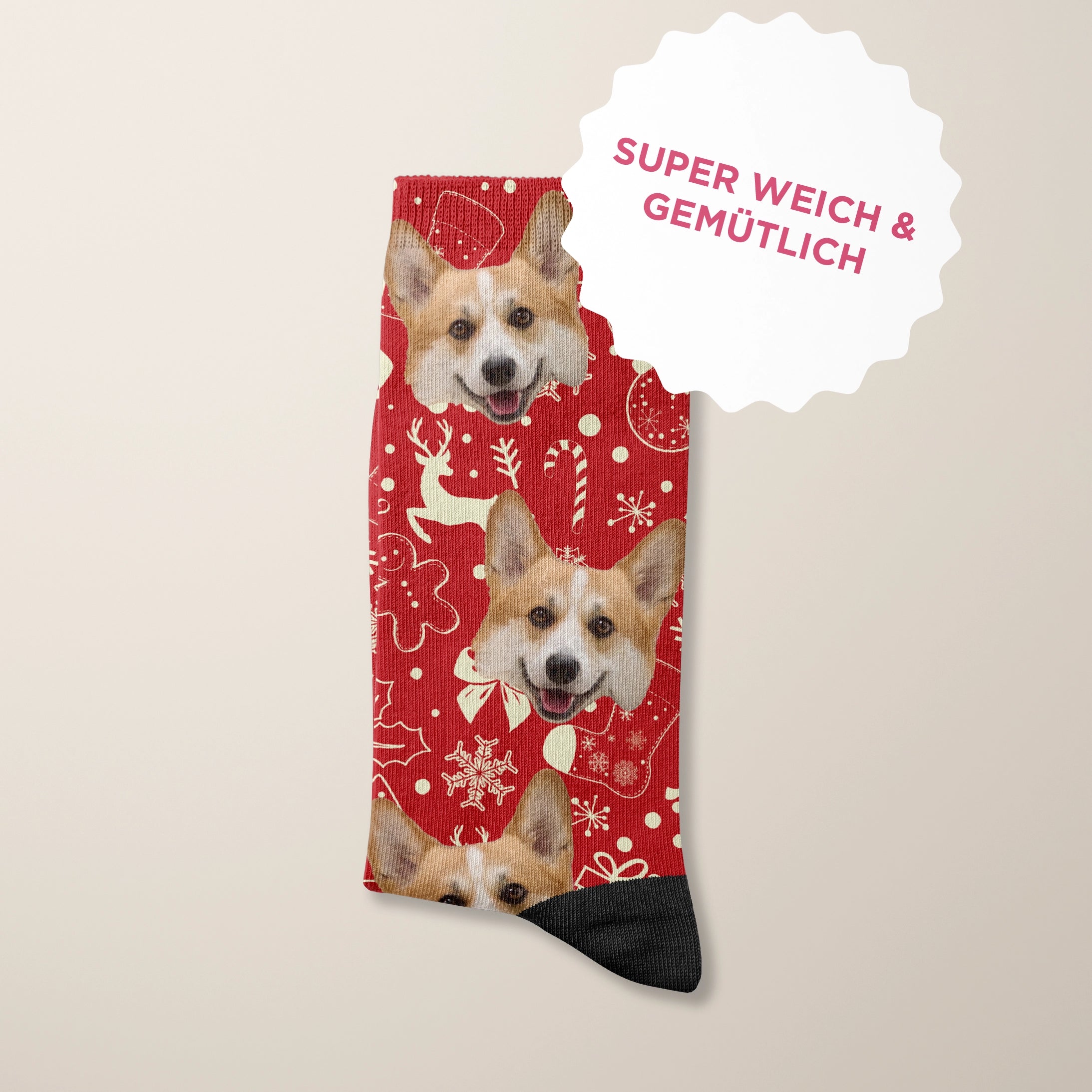 Personalisierte Socken "Weihnachtsmotiv" mit deinem Haustier