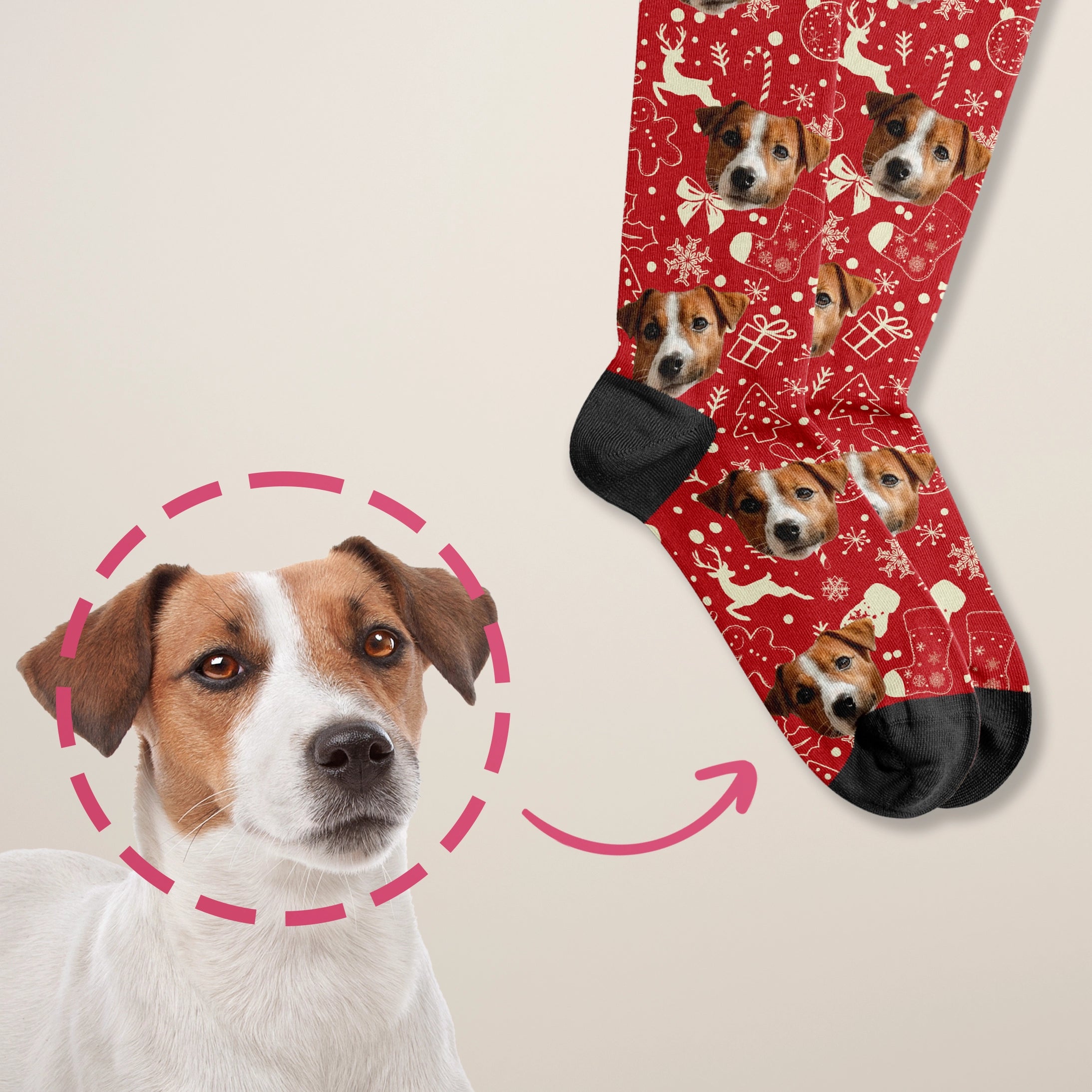 Personalisierte Socken "Weihnachtsmotiv" mit deinem Haustier