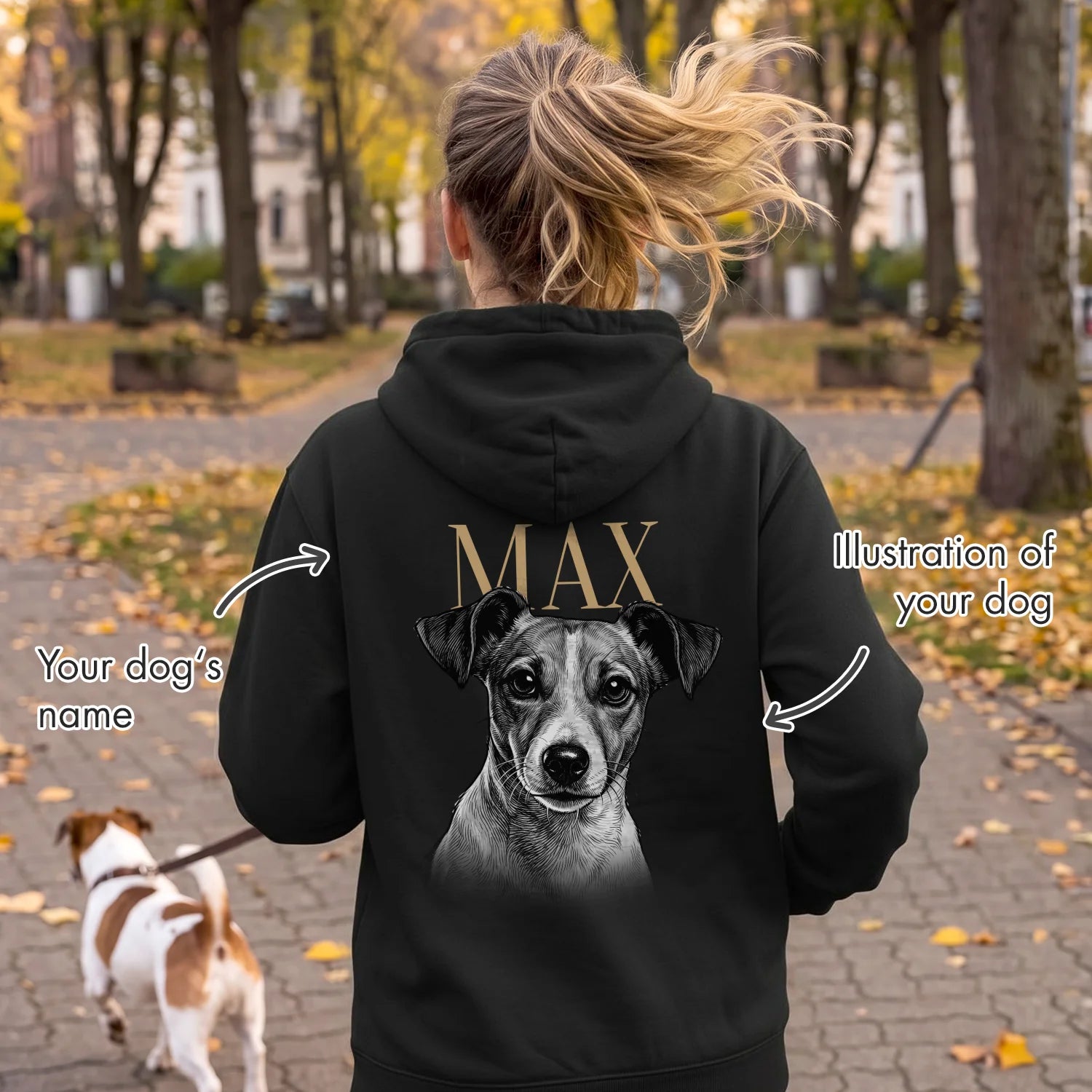 (US) Personalisierter Hoodie "Hund Retro"