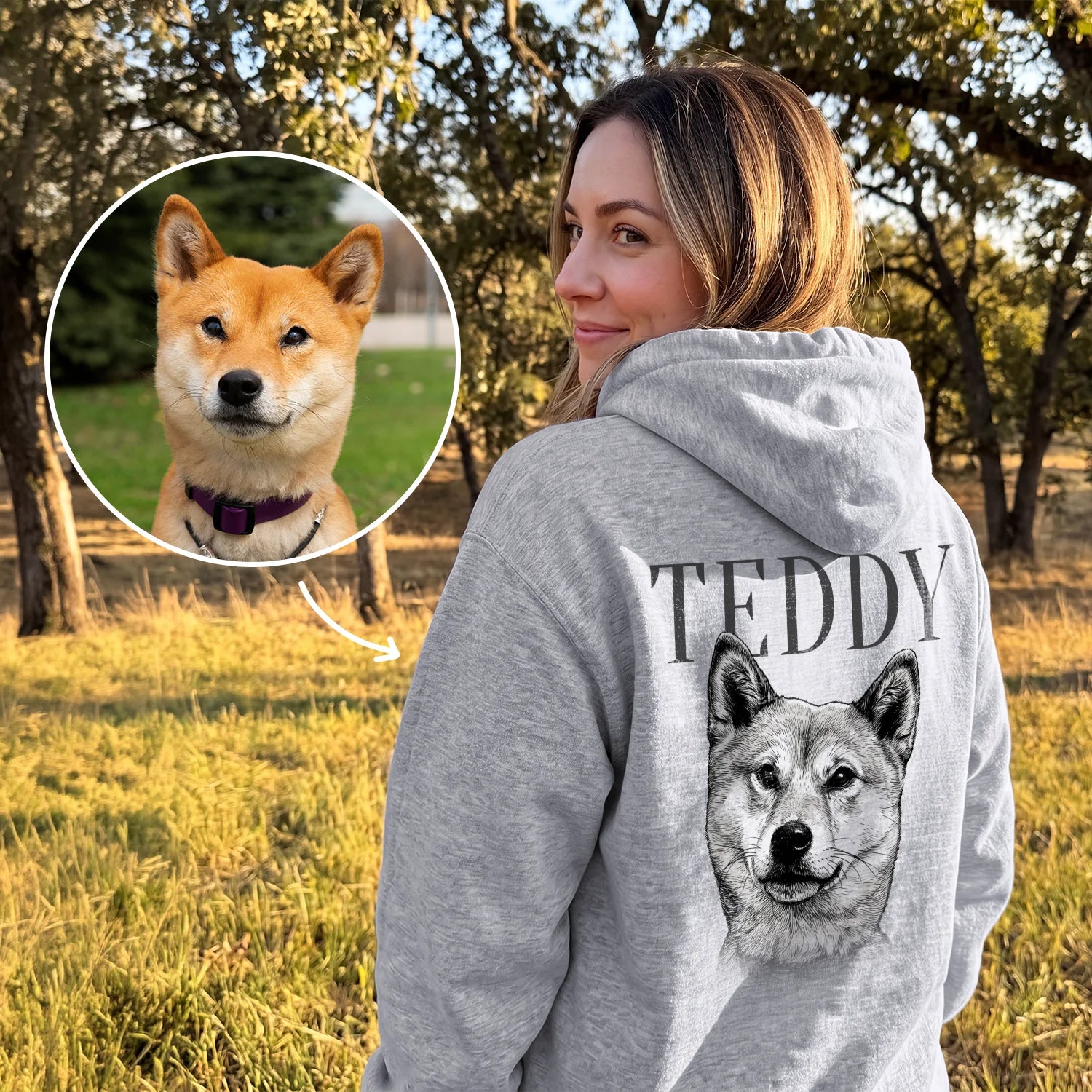 (US) Personalisierter Hoodie "Hund Retro"