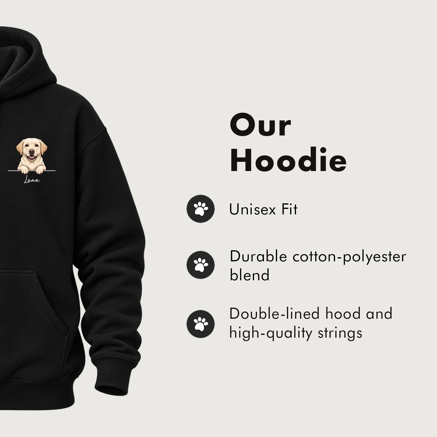 (US) Personalisierter Hoodie "Cartoon Hund"