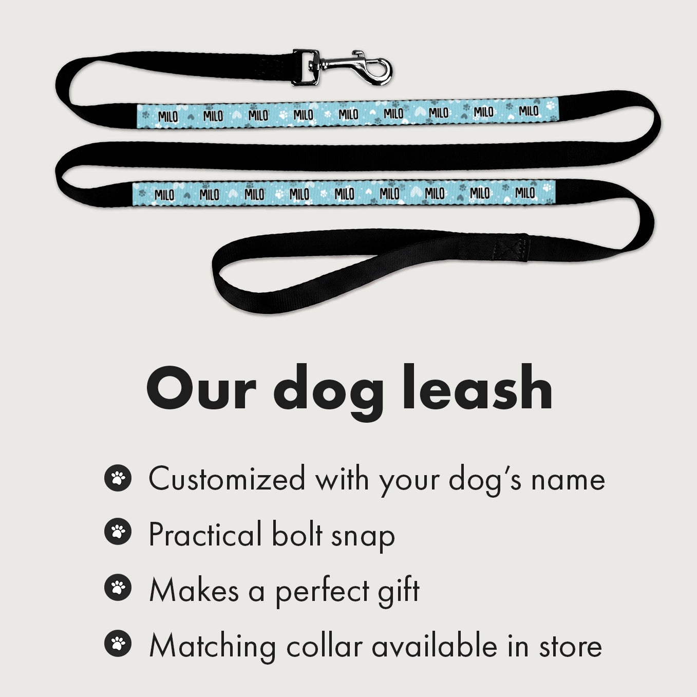 (US) Personalisiertes Hundehalsband und Leine "Herzen"
