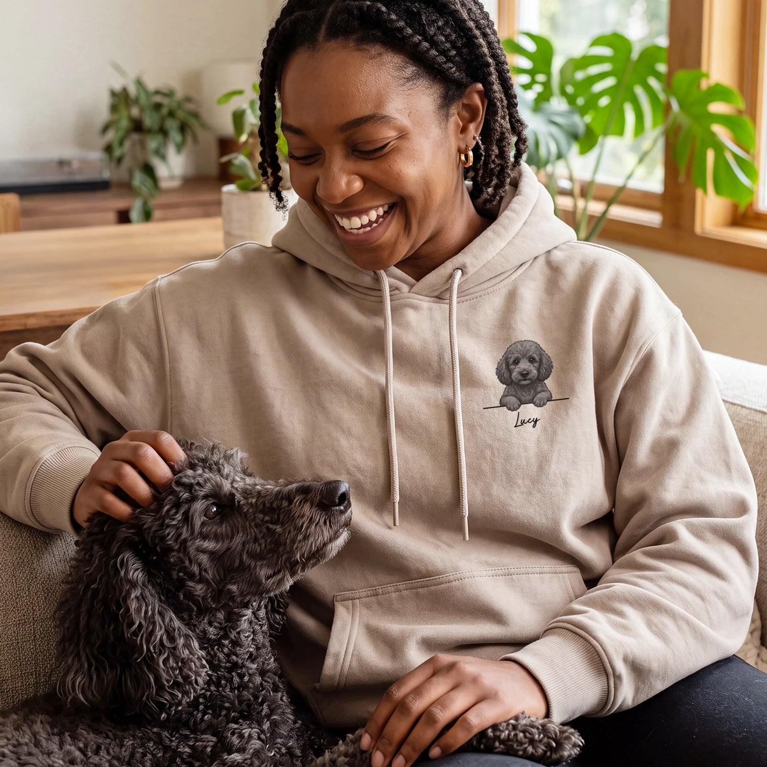 (US) Personalisierter Hoodie "Cartoon Hund"