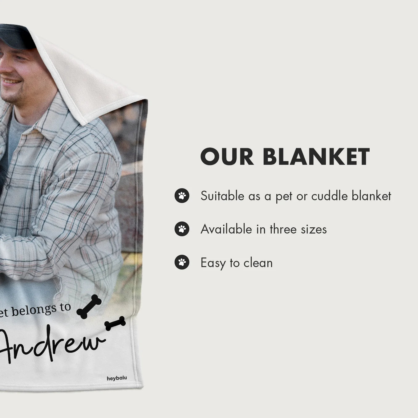 Personalized Plush Blanket "Pet Photo & Text"